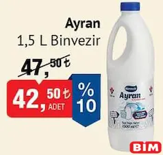 BİNVEZİR AYRAN 1,5 L fiyat ve kampanya bilgisi